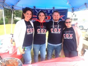 Brandon Cox for Judge” from Brandon Cox, Attorney took third place for Best Decorated Booth at the Habitat Chili Cook-Off and Bake Sale