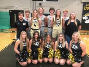 DCHS Basketball Program Seniors: pictured left right kneeling- Cheerleaders Keirstine Robinson, Addison Puckett, Addi Roller, Evie Day, and Kyleigh Hill. Standing left to right- Manager Aiden Whitman, basketball players Nathaniel Crook, Natalie Snipes, Isaac Knowles, Brayden Antoniak, Kadee Ferrell, Jordan Young, and Manager Elizabeth Seber