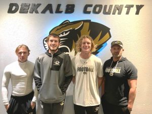 The DeKalb County Tigers will travel to Baxter to take on the Upperman Bees Friday night, November 12 in the second round of the Class 4A State Football Play-Offs. WJLE will have LIVE coverage. Kick-Off will be at 7 p.m. from Baxter WJLE's Tiger Talk will air at 6:30 p.m. featuring Tiger Coach Steve Trapp and Tiger Football players pictured here Brady Hale, Nolan Gottlied, and Isaac Knowles.