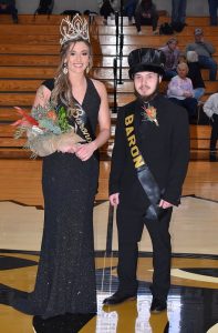 DCHS Lady Tiger Senior Basketball star Kadee Ferrell and Tiger Senior Manager Aiden Whitman were crowned the school’s first ever Basketball “Baron” and Baroness” in December culminating a weeklong inaugural Alumni Homecoming observance. The presentations were made as DCHS hosted Stone Memorial. (Photo courtesy of Chris Tramel)