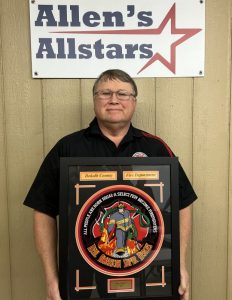 DeKalb County Volunteer Firefighter Steve Repasy, Midway Station Commander, has earned the department’s 2021 “ Allen’s Allstars Git R Done” award.