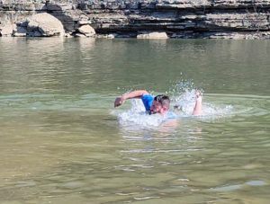 Smithville Mayor Josh Miller was among nine people who plunged into the freezing waters of Center Hill Lake on Saturday morning to support the 