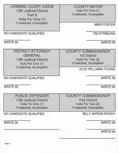 The ballots and early voting times for the May 3 DeKalb County Primaries have been released by the DeKalb County Election Commission office. This photo is a screen shot of one page of the DeKalb County Democratic Primary ballot. View the entire ballot and the DeKalb County Republican Primary Ballot by clicking the link embedded with the story on the WJLE local news page