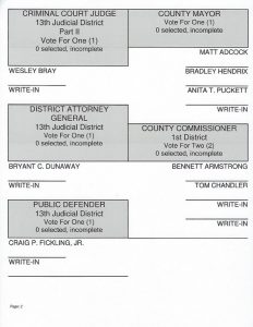 The ballots for the May 3 DeKalb County Primaries have been released by the DeKalb County Election Commission office. This photo is a screen shot of one page of the DeKalb County Republican Primary ballot. View the entire ballot and the DeKalb County Democratic Primary Ballot by clicking the link embedded with the story on the WJLE local news page