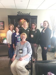 Rep. Terri Lynn Weaver visits with Leigh Fuson, Tess Barton, Alyssa Crook, Mykaela Young, and Mary Ann Puckett during State 4-H Congress