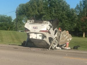 Seven people were involved in a four auto crash Saturday afternoon on Highway 96 near Liberty. This 2022 Toyota was driven by 25 year old Kaylee Megan Hale of Dowelltown. She had a 6 year old passenger. Neither was injured.