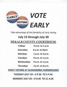 Early Voting Dates and Times Set for August 4th Elections