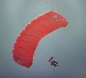 Levi Driver in one of his parachutist training jumps