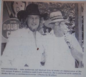 James G. "Bobo" Driver with Fiddlers Jamboree special guest Country Star John Anderson from Smithville in 1986