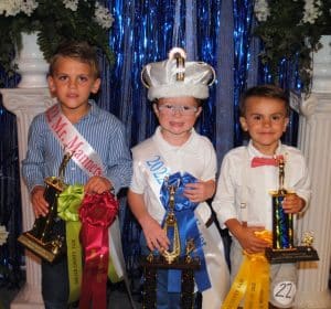 DeKalb Fair Little Mister Royalty: left to right -First runner-up in the Little Mister Pageant was Robert Maddux Hale, 5-year-old son of Kimberly and Austin Hale of Smithville. He also earned the Mister Manners honor; Little Mister Keaton Sawyer Hale, the 5-year-old son of Bobby Lee and Ciara Hale of Alexandria. He was also named Most Photogenic; and Second runner-up Thomas Blaine Bragg, 4-year-old son of Morgan and Justin Bragg of Smithville