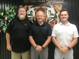 Joey Agee (center) Named DCHS Boys Basketball Coach while Cody Randolph (right) will be his Assistant Coach. DCHS Principal Bruce Curtis (left) made the announcement Friday