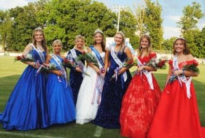 2022 DeKalb Saints Homecoming Queen and Court: Pictured left to right: Jordyn Allison Agee- DMS 7th grade attendant, daughter of Joey and Casey Agee; Khloe Elizabeth Grandstaff-DMS 7th grade attendant, daughter of Tyler and Shawna Grandstaff; Kaylee Brooke Kent-DMS 8th grade attendant, daughter of Kevin and Beth Kent; Queen Brylee Kirby- DMS 8th Grader - daughter of Chad and Shelia Kirby; Lillie Grace Young-DMS 8th grade attendant, daughter of Michael and Crystal Young; Miah Johnson-DWS 8th grade attendant, daughter of Kelsey and Brandon Pyles and Bobby and Cindy Johnson; and Sophie Desimone- DWS 7th grade attendant, daughter of Dusty and Rachel Desimone