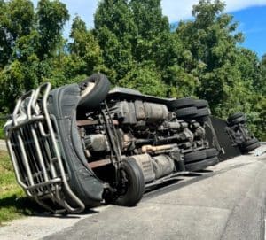 Semi Overturns on Cookeville Highway (Jim Beshearse Photo)