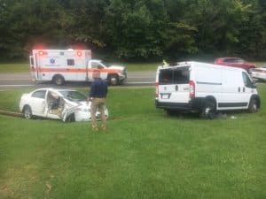 Four people were involved in a two-vehicle personal injury crash Thursday afternoon on North Congress Boulevard near Family Medical Center.