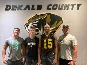 Listen for WJLE’s Football Tiger Talk Program at 6:30 p.m. prior to the 7 p.m. kick-off tonight (Friday, September 9) between DCHS and Watertown in Smithville. The Tiger Talk Show will feature as pictured here left to right: Tiger players Johnny Skinner, Jordan Parker, and Malachi Trapp with Coach Steve Trapp. Listen to the WJLE game broadcast with John Pryor and Luke Willoughby following Tiger Talk
