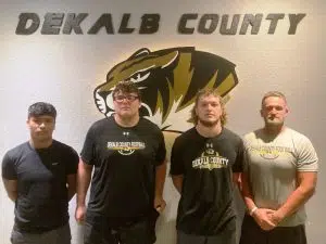 Listen for WJLE’s Football Tiger Talk Program at 6:30 p.m. prior to the 7 p.m. kick-off tonight (Friday, September 23) between DCHS and Cannon County in Woodbury. The Tiger Talk Show will feature as pictured here left to right: Tiger players Jonathan Garcia, Landon Cripps, and Colby Barnes with Coach Steve Trapp. Listen to the WJLE game broadcast with John Pryor and Luke Willoughby following Tiger Talk