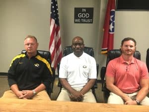 DeKalb Board of Education Chairman Shaun Tubbs (center), Vice Chairman Jim Beshearse (left) and Jason Miller, the Board’s Tennessee Legislative Network (TLN) representative