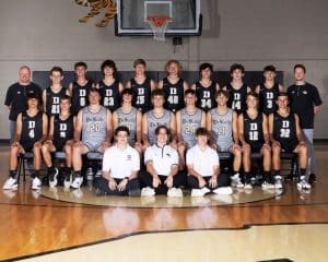 2022-23 DCHS Tiger Basketball Team: Pictured front row from left are Nickolas Daw, Davis Wheeler, and Brayden Summers. Pictured middle row from left are Jon Hendrix, Jordan Parker, Ean Jones, Stetson Agee, Robert Wheeler, Zack Birmingham, Elishah Ramos, Ian Colwell, and Aiden Turner. Pictured back row from left are Head Coach Joey Agee, Logan Duke, Seth Fuson, Dallas Kirby, Conner Close, Kaleb Spears, Owen Snipes, Alex Antoniak, Wyatt Carter, and Assistant Coach Cody Randolph.