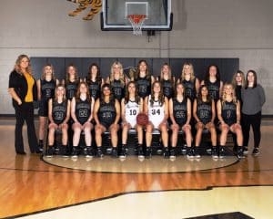 2022-23 DCHS Lady Tiger Basketball Team. Pictured front row from left are Addison Murphy, Avery Agee, Makayla Scales, Maddison Martin, Darrah Ramsey, Emily Young, Larissa Mooneyham, and Cadee Griffith. Pictured back row from left are Head Coach Brandy Alley, Camryn Branin, Ella VanVranken, McKenna Miller, Dare Collins, Tess Barton, Chloe VanVranken, Allyson Fuller, Ella Hendrixson, Leah Smith, and Coach Maddison Parsley. Not pictured Deanna Neal and Allyssa Hendrix.