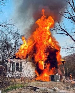 A family was left homeless after a fire destroyed their residence at 1576 Vandergriff Hollow Road near Dowelltown in December. Ann-C.S. White and three children were not at home at the time of the fire, but they lost their dwelling and all belongings including three pets in the blaze. The cause is undetermined. (DeKalb Fire Department Photo)