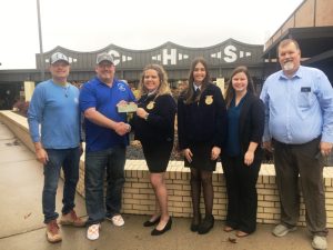 The Future Farmers of America Chapter at DeKalb County High School is getting a new greenhouse and it has the Tennessee Nursery and Landscape Association to thank for it. Leaders of the TNLA presented a check for $1,000 to the FFA Chapter on Tuesday to reboot the Plant Science program at DCHS. Pictured left to right: Bert Driver of Bert Driver Nursery, who also is also a member and Legislative Chair/ Ex Officio of the TNLA; John Flanders, 2nd vice president of Tennessee Nursery and Landscape Association; DCHS FFA Secretary Elizabeth Gaines, DCHS FFA President Laura Magness, DCHS FFA Chapter Advisor Morgan Oyster; and DCHS Principal Bruce Curtis.