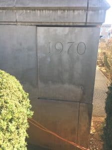 The courthouse time capsule was originally placed inside this stone dated 1970 on the southwest corner