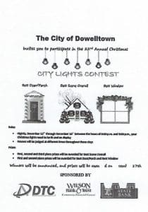 The Town of Dowelltown will host the 22nd annual City Lights Contest December 12-15.