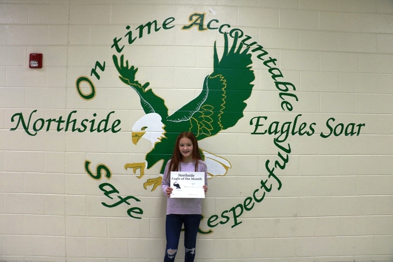 Northside Elementary School has awarded its Eagles of the Month including Annalise Simpson (3rd grade). She is an exceptional student and role model. Annalise is a very bright girl who excels at all she does. She is kind and considerate of others and is very helpful to her teacher.