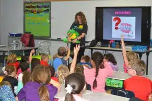 Career Day at DeKalb West School. Hailey Walker Blackburn from Adams Dental, PLLC, talked about her job as a dental hygienist.
