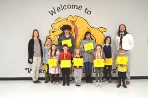 DeKalb West School has announced the Students of the Month. Front row left to right are Kennedy Avera, Weston Hancock, McKenzie Nokes, Cammi Neal, and Michael Young. Back row left to right are Principal Sabrina Farler, Hunter Clemons, Cecil Ketchum, Kawasi Troyer, Samson Chittwood, and Assistant Principal Seth Willoughby. Not pictured, Dayton Heflin.