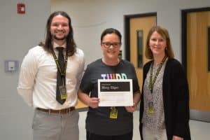 DeKalb West School has announced the Teacher of the Month for March. 3rd grade teacher Melissa Sliger was presented with the March Teacher of the Month award at DWS. Pictured left to right are Assistant Principal Seth Willoughby, Melissa Sliger, and Principal Sabrina Farler.