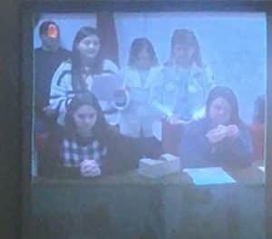 Members of Tyler Durden’s family in opposition to parole for Albert Fisher appeared at the prison in Nashville Tuesday for the parole hearing. They are shown here on TV screen from the Cookeville Video Conference location