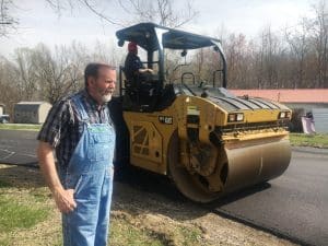Road Supervisor Danny Hale at site of paving project on Barnes Mill Road