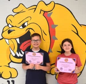 Two DeKalb West School students finished in the Top 10 of a recent math competition at Tennessee Tech University. Leyton Scarbrough placed 4th out of 148 8th grade students while Kaitlyn Swearinger placed 8th out of 140 7th graders.