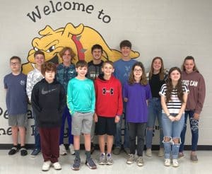 Four students from each of the 6th, 7th, and 8th grades at DWS traveled to the TTU Middle/High School Math Competition with 8th grade math teacher Dwayne Blair on April 7. Representing DeKalb West School were: Pictured front row left to right are Josh Floyd, Kaden Mullinax, Gabe Blair, Tori Harbaugh, and Katilyn Swearinger. Back row left to right are Leyton Scarbrough, Ben Driver, Jesse Foutch, Porter Hancock, Ethan Brown, Sophie Desimone, and Autumn Crook.