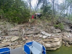 Man Injured in Bizarre Crash near Sligo Bridge at Center Hill Lake (DeKalb Fire Department Photo)