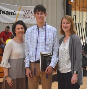 For the third year in a row DWS student Ethan Brown received the Amanda Mullinax Librarian Award for the most cumulative Accelerated Reader points. Pictured left to right DWS Librarian Amanda Mullinax, Ethan Brown, and Principal Sabrina Farler.