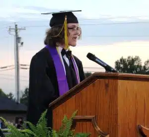 DCHS Class of 2023 President William (Liam) Wallace addresses his fellow students during Friday night’s commencement