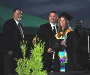 Director of Schools Patrick Cripps presented a diploma to his daughter Zoe Cripps, a member of the DCHS Class of 2023 commencement ceremony.