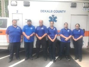 May 21-27 is Emergency Medical Services (EMS) Week in DeKalb County. Members of DeKalb EMS Staff include the following (Left to Right); C-Shift and Day Truck Crew: Trent Phipps-EMT-P, David Pitts-EMT-PCC, Richard Kellogg-AEMT, Akita Dodson-EMT-B, Moamen Elkelany-AEMT, and Rachel Checchi-AEMT