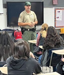 DeKalb Middle School Career Day participant TWRA Officer Tony Cross