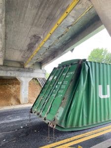 The College Street Bridge has been hit again! Trooper Bobby Johnson of the Tennessee Highway Patrol said 61-year-old Wendell Clutter of Crawford, Tennessee was traveling east on Broad Street Tuesday in a 2007 Freightliner pulling a trailer loaded with an empty mobile storage container when the top of the container struck the bottom of the bridge as the truck and trailer passed under the overpass. He was driving for MMT Incorporated of Cookeville and was enroute from Nashville to Walling, Tennessee at the time of the accident.