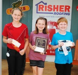 Beginners Buck Dancing: First Place- Eden Harris of Rockvale (CENTER) Second Place- Brooklyn Frank of Old Hickory (LEFT), and Third Place- Noah Fennell of Dickson (RIGHT).