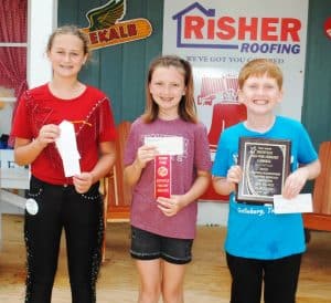 Beginners Clogging: First Place- Noah Fennell of Dickson (RIGHT); Second Place-Eden Harris of Rockvale (CENTER), and Third Place- Brooklyn Frank of Old Hickory (LEFT)
