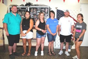 DeKalb Fair President Matt Boss pictured here (far left) with five of Saturday night’s $500 cash winners including left to right after Boss Taylor Davis of Alexandria, Misty Gingerich of DeKalb County, Jennifer Martin of Liberty, John Anderson of Cookeville, and Kailey Harvey of Alexandria