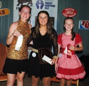 Junior Old-Time Appalachian Flatfoot Dance (Ages up to 39): First Place- Jamie Hash of Walland (CENTER); Second Place- Elizabeth Clark of Springfield (RIGHT); and Third Place Colleena Ralston of Lebanon (LEFT)