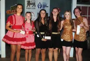 Duo Clogging ( NEW CATEGORY): First Place-Makayla Foster and Jamie Hash of Cookeville (CENTER); Second Place- Elizabeth Clark and Kamry Patterson of Springfield (LEFT); and Third Place-Ralston-Fowlkes of Lebanon (RIGHT)