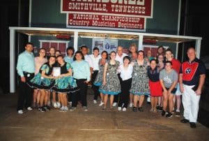 Square Dancing: First Place-Jackson Hollow of Franklin (GROUP ON LEFT); Second Place- Tennessee Dance Alliance of Mount Juliet (GROUP ON RIGHT); and Third Place- Step Aside of Dickson (CENTER GROUP)