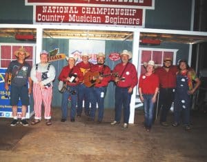 Bluegrass Band: First Place- Clearview of Hilham(DRESSED IN RED SHIRTS); Second Place-Blue Cove Mountain Grass of Chattanooga (TWO ON LEFT); and Third Place- First Southern Flavor of Salem Virginia (ONE ON RIGHT