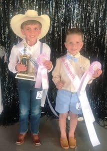 Bentlee John Myers (RIGHT), 5 year old son of Crystal Stibil of Smithville was awarded for being Most Photogenic of the DeKalb County Fair Little Mister Pageant. 6 year old Robert Maddux Hale (LEFT), son of Kimberly and Austin Hale of Smithville was named Mister Manners